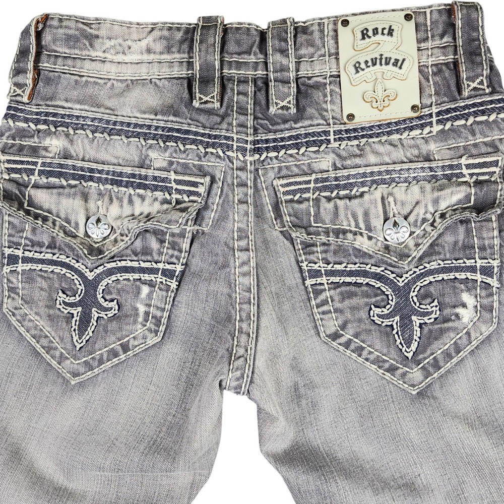 Rock Revival Men’s Straight Jeans - Washed Gray